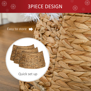 24" Hyacinth Christmas Tree Base Cover, Hand Woven Christmas Tree Collar for Party, Holiday, Home Decoration, Natural