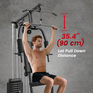 Soozier Home Gym Equipment, Multifunction Workout Machine with 99lbs Weight Stack for Back, Chest, Arm, Legs, and Full Body Workout