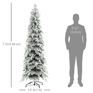 6ft Pencil Flocked Artificial Christmas Tree with 600 Branch Tips, Auto Open and Steel Base, Green – view 9