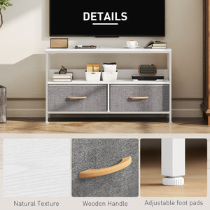 TV Stand with Charging Station, TV Table with 2 Foldable Linen Drawers and Open Shelf for 47 Inch – view 12