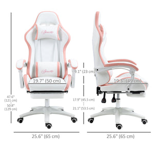 Computer Gaming Chair, PU Leather Office Desk Chair with Footrest, Swivel Wheels, 135° Reclining Back, Black – view 9