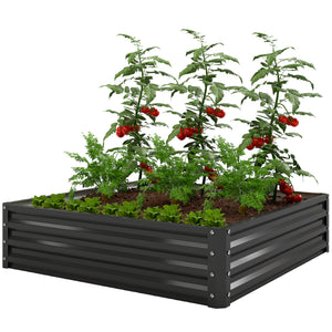 4' x 4' x 1' Raised Garden Bed Galvanized Steel Planter Box for Vegetables, Flowers, Herbs, Green