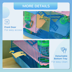18.5" Hamster Cage, 5 Tiers Small Animal House with Tunnel Tube System, Exercise Wheel, Water Bottle, Blue – view 5
