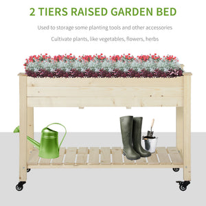Mobile Raised Garden Bed Elevated Wood Planter Box with Lockable Wheels – view 3