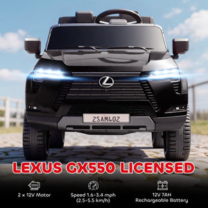 Qaba 12V Ride On Car, Licensed Lexus GX550, 2-Seater Kids Electric Vehicle with Remote Control and Suspension System, Black