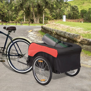 Aosom Bike Cargo Trailer Bicycle Luggage Carrier Cart with Cover Black Red