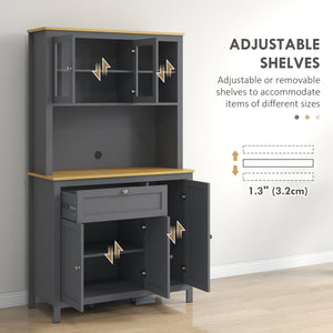 5-Door Kitchen Pantry Cabinet, Freestanding Storage Cabinet Cupboard with Adjustable Shelves, 71"