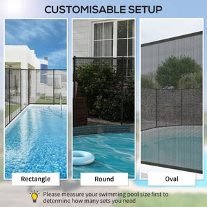 4-Panel Swimming Pool Fence, Aluminium Rustproof Pool Fencing, Overall Size 4' x 12', Black
