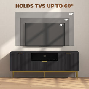 Modern TV Console for TVs up to 60 Inch, Entertainment Center with Smart RGB LED Lights and Soft Close – view 6