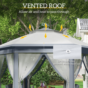 13' x 13' Pop Up Canopy Tent with Netting and Carry Bag, Instant Sun Shelter, Coffee and Beige – view 11