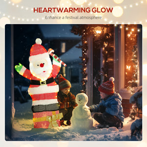 3ft Lighted Santa Claus, Light Up Christmas Decor with 97 LEDs, Stakes and Zip Ties, IP44 Waterproof for Indoor Outdoor
