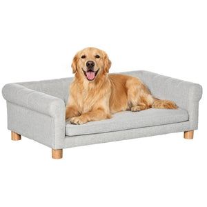Modern Pet Sofa Cat or Medium Large Dog Bed W/ Removable Seat Cushion, Dark Grey – view 8