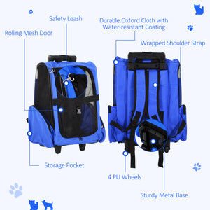 2-IN-1 Pet Luggage Box Backpack Carrier Cats Dogs w/ Handle, Rolling Wheel Grey – view 12