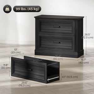 Lateral Filing Cabinet, Farmhouse File Cabinet with 2 Silent Drawers for Letter/A4/Legal Size Files, Black – view 2