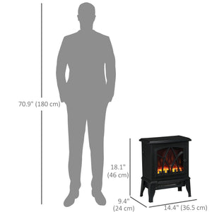 Electric Fireplace Heater, Freestanding Fireplace Stove with Realistic Flame and Overheat Protection – view 2