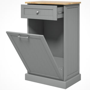 Kitchen Tilt Out Trash Bin Cabinet, Free Standing Recycling Cabinet, Trash Can Holder with Drawer, White – view 15