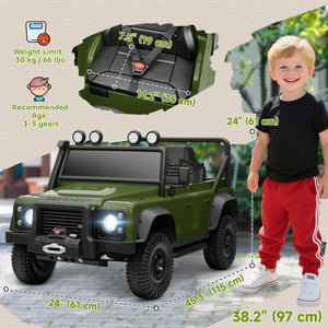 Qaba Land Rover Licensed Kids Ride on Truck with Remote Control, Spring Suspension, LED Lights, 3 Speed for Ages 3-5