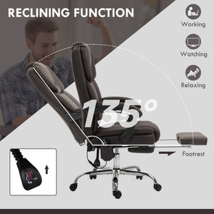 Massage Office Chair, Reclining Executive Office Chair with 6-Point Vibration, Footrest and High Back, Black – view 12