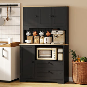 Kitchen Pantry Cabinet, 64" Tall Kitchen Hutch with 3 Cabinets, 2 Drawers, Adjustable Shelves – view 7