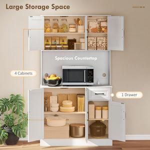 71" Pantry Cabinet with Charging Station, Kitchen Storage Cabinet with Microwave Stand, Adjustable Shelves – view 10