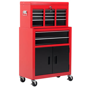 6-Drawer Rolling Tool Chest, 2 in 1 Lockable Storage Cabinet with Hooks, Metal Tool Box for Garage – view 15