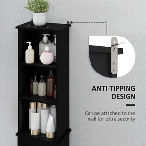 Tall Bathroom Storage Cabinet, Freestanding Linen Tower with 3-Tier Open Adjustable Shelf, White – view 13