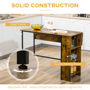 Counter Height Table with Drop Leaf, Extendable Bar Table with Adjustable Storage Shelf, Light Grey – view 12