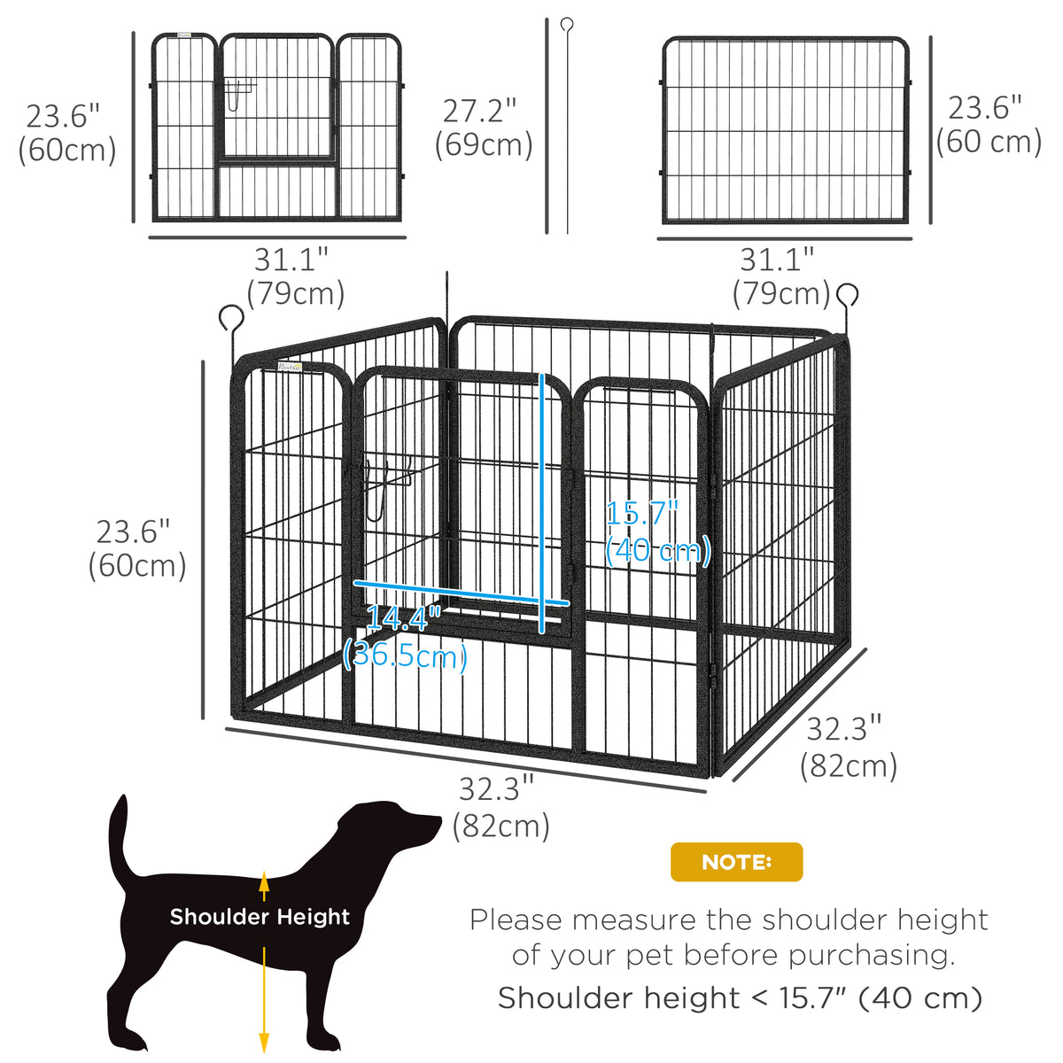 Metal Pet Playpen with Gate Indoor Outdoor for Small Animal