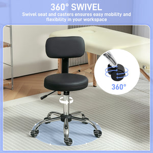 Adjustable Rolling Stool with Removable Backrest, Faux Leather Swivel Stool Chair for Salon Spa, Bar – view 4