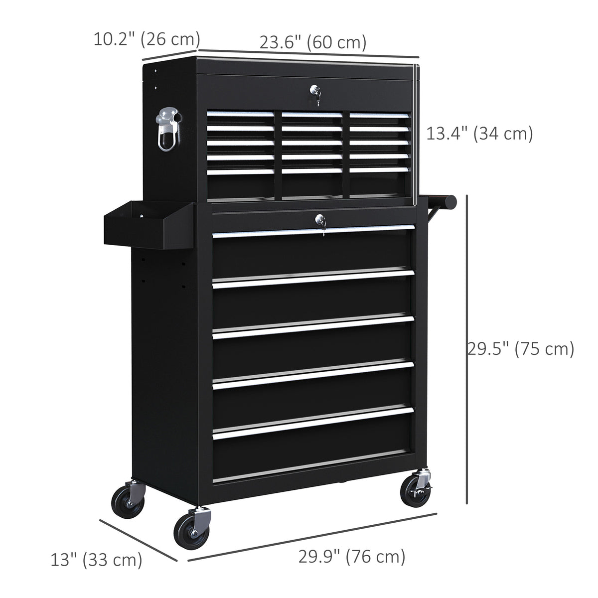 14 Drawer Rolling Tool Chest, Lockable Tool Storage Cabinet with Detachable Top Toolbox, Protective Liner – view 2