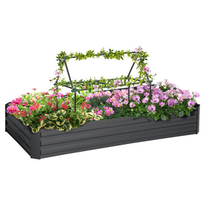 6' x 3' x 1' Raised Garden Bed with 2 Trellis Tomato Cages, Steel Frame Elevated Planter Box, Black – view 8