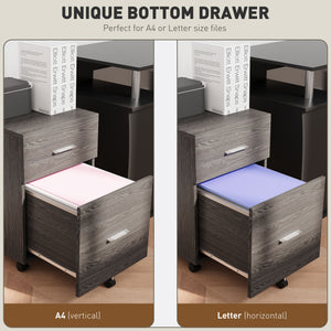 Mobile Filing Cabinet, Vertical File Cabinet with 2 Drawers, Wheels, for Letter or A4 File, Natural