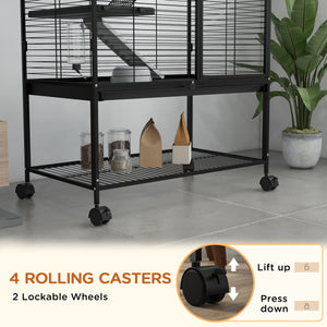 Rolling Small Animal Cage 34"H Chinchilla Cage for Ferrets, Squirrels w/ Removable Tray, Storage Shelf – view 26