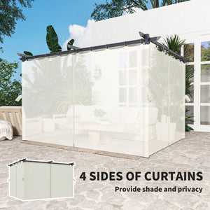 10' x 13' Pergola with Retractable Canopy and Curtains, UPF30+ Sun Shade Shelter for Grill, Garden, Backyard, Deck