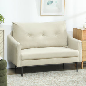 2 Seater Sofa, Small Modern Couch with High-Resilience Foam, Thicken Padding, Button Tufted, Cream White – view 7