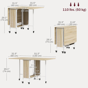 Folding Dining Table, Extendable Kitchen Table for Small Spaces with Storage Shelf and 6 Wheels – view 16