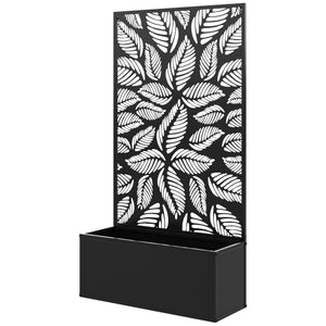 Metal Raised Garden Bed with Privacy Panel, Freestanding or Wall Mounted Outdoor Planter Box for Garden, Patio