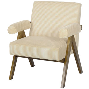 Cashmere Accent Chair Armchair with Wide Seat and Soft Padded Armrests for Reading, Bedroom, Cream White – view 8