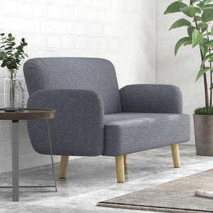 Velvet Feel Fabric 2 Seater Sofa, Small Sofa Loveseat with 8.3" Thick Padding and Wood Legs, Black – view 20