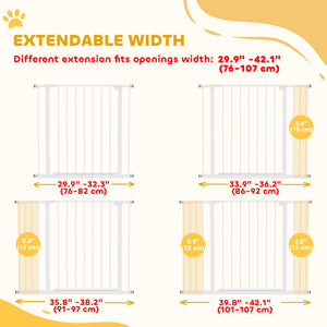 Pressure Fit Dog Gate Pet Barrier for stairs doorway, 29.9''- 42.1'' Width White – view 4