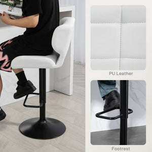Swivel PU Leather Barstools Set of 2 Adjustable Bar Stools with Footrest Back for Kitchen Counter Dining – view 18