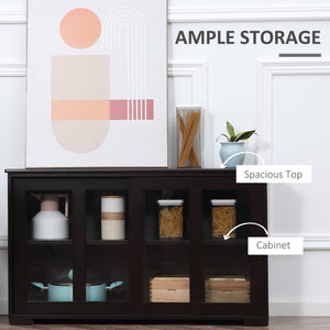 Modern Kitchen Sideboard, Stackable Storage Cabinet, Sliding Glass Door Console – view 10