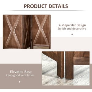 4-panel Wall Partition Farmhouse Room Separator with Foldable Design Wooden Frame 5.6FT, Walnut – view 5