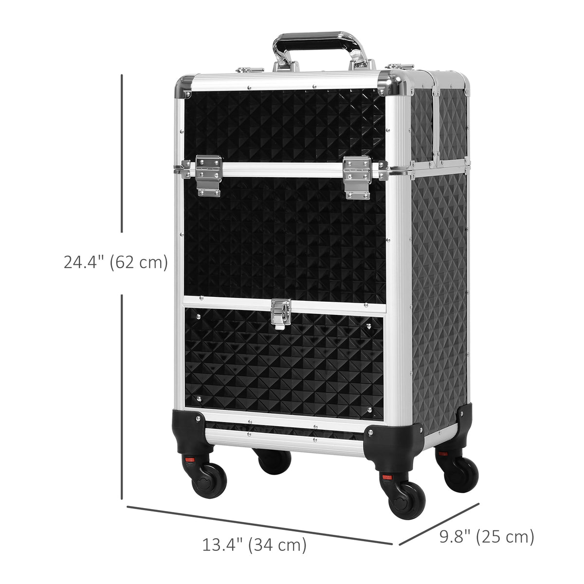 Portable Aluminum Makeup Train Cases, Rolling Makeup Case – view 2