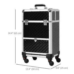 Portable Aluminum Makeup Train Cases, Rolling Makeup Case – view 2