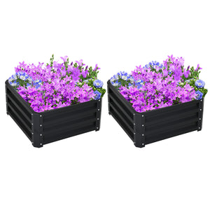 2' x 2' x 1' 2-Pieces Raised Garden Bed with Galvanised Steel Frame for Vegetables, Flowers, Herbs, Green – view 2