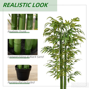 Set of 2 6 FT Artificial Tree Bamboo Tree Fake Plants in Pot for Home Office Living Room Decor, Green