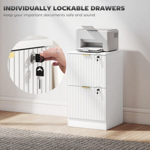 Lockable Filing Cabinet with 2 Fluted Drawers, File Cabinet with Adjustable Hanging Rails for A4 Letter – view 12