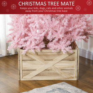 24" Farmhouse Christmas Tree Base Cover Wooden Christmas Tree Collar Box Home Decoration Dark Distressed Wood Finish