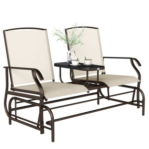 Patio Glider Rocking Chair 2 Person Outdoor Loveseat Rocker Garden Furniture Bench, Grey – view 15